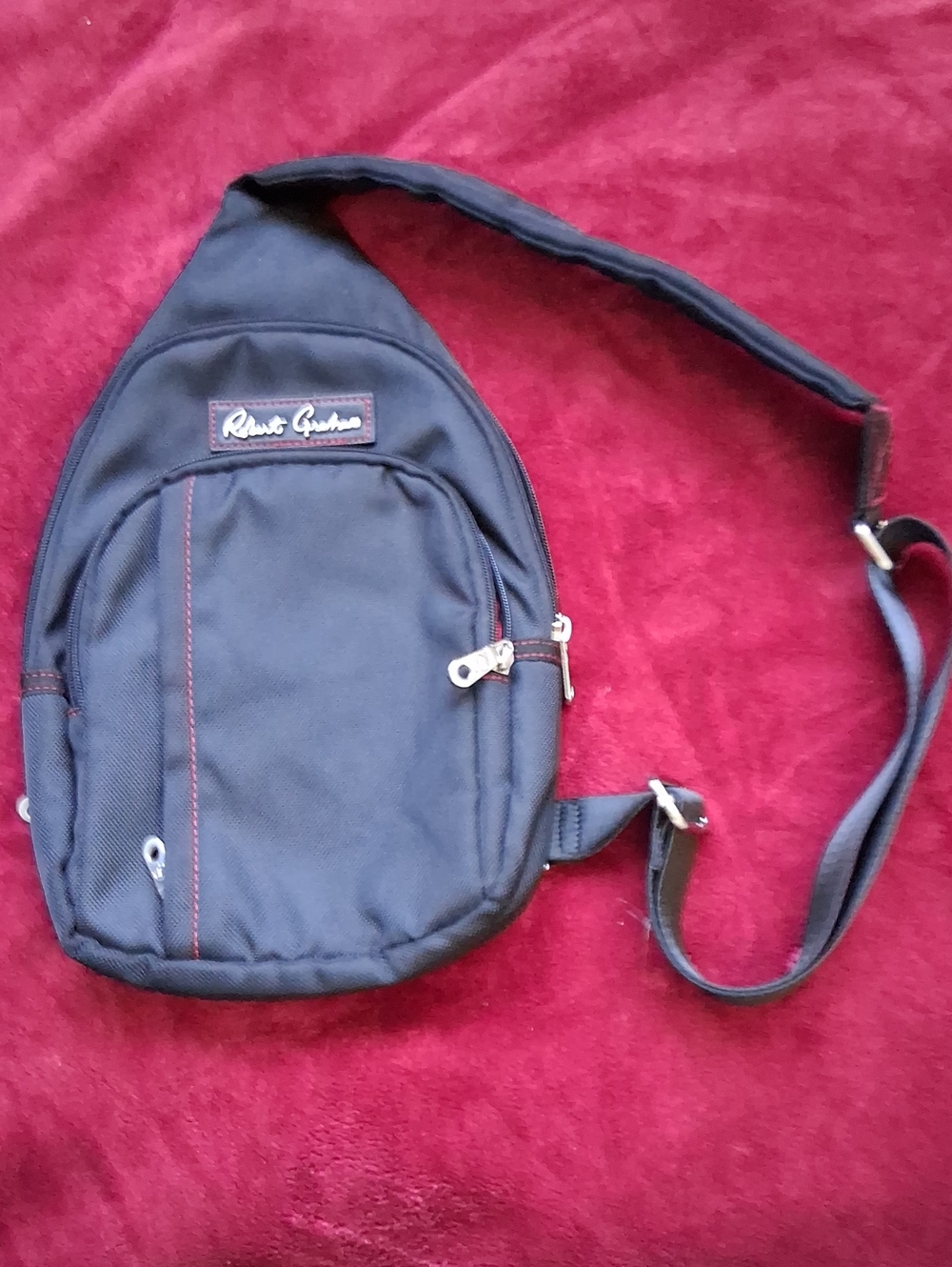 Robert Graham Black Ballistic Nylon Sling Cross Body Bag